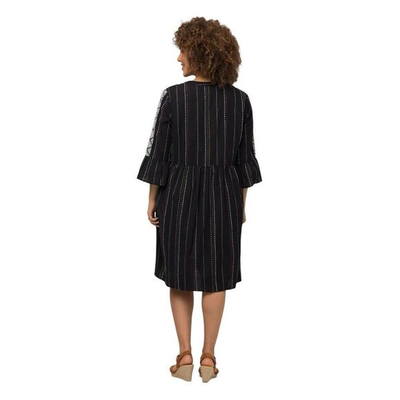 Ulla Popken Graphic Jacquard Stripe Cotton Dress size 12/14 boho embroidered - Picture 3 of 10